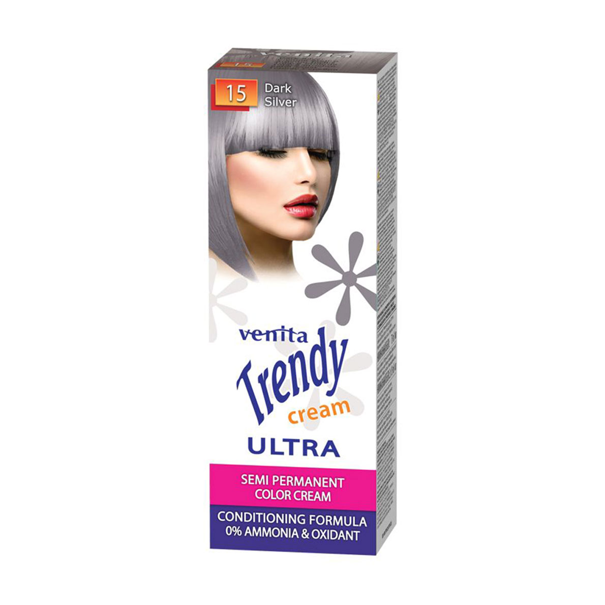 Відтінкова крем-фарба для волосся Venita Trendy Semi Permanent Color Cream 15 Темне срібло, 105 мл